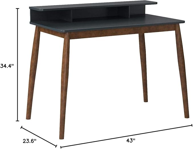 Roundhill Furniture Roskilde Storage Wood Office Desk Gray