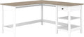 Bush Furniture Mayfield 60W L Shaped Computer Desk with Storage in Pure White and Shiplap Gray Table for Home Office Workspace