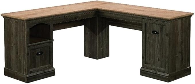 Sauder Sonnet Springs Engineered Wood L-Shaped Desk in Pebble Pine