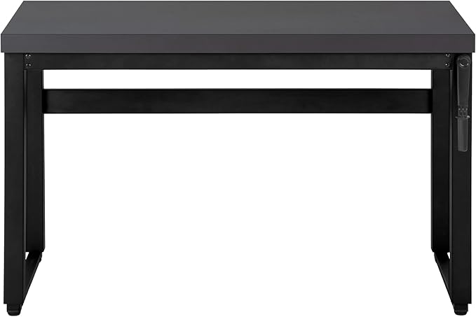 Penau Adjustable Computer Desk for Home Office Modern Grey Laminate Surface Black Metal Legs 47.25 Inchs Long Suitable for Small Spaces