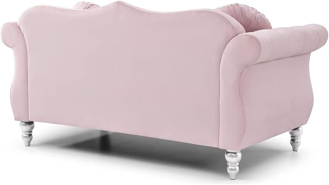 Velvet Loveseat 68 Wide Dark Gray - Hollywood Regency Style Sofa Pink