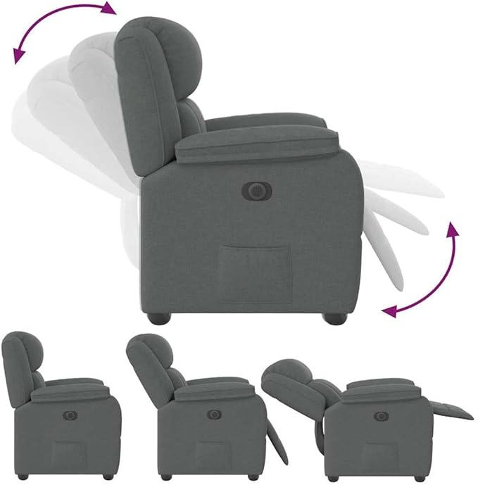 vidaXL Recliner Chair Dark Grey Polyester Metal Plywood Foam PP Fiber