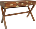 Pemberly Row 46 Writing Desk with Power Station 3 Storage Drawers Solid Wood Toasted Wheat Brown Finish Vintage-Inspired Home Office Desk 46.25 W x 20.25 D x 30.31 H
