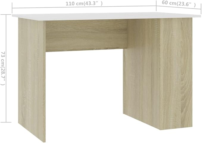 vidaXL Desk Standing Computer Desk with Shelves Workstation for Living Room Home Office Desk Modern Style White and Sonoma Oak Engineered Wood