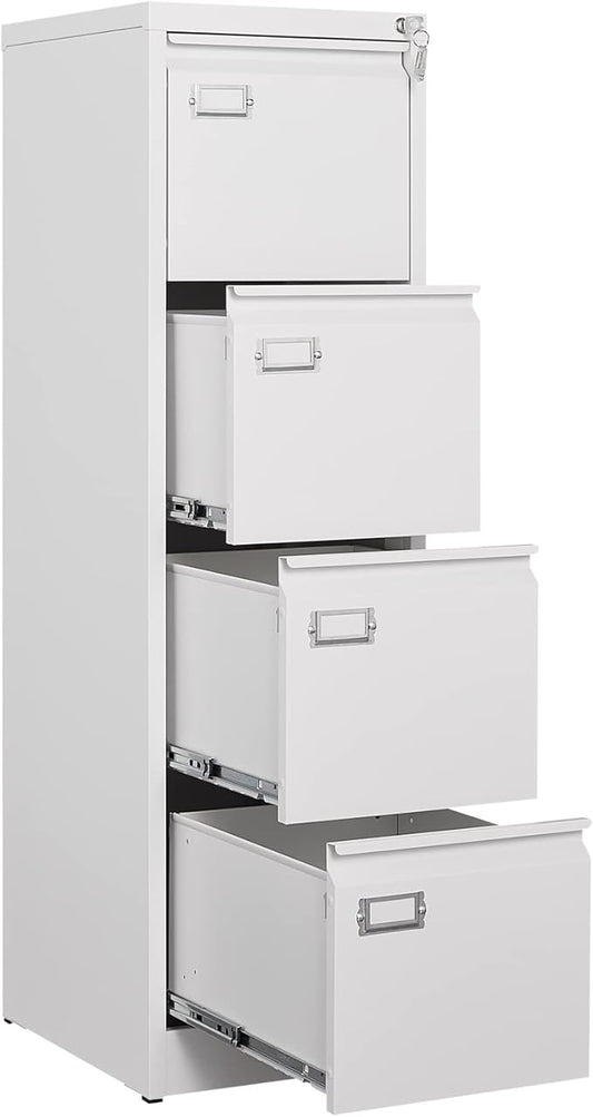 4 Drawer File Cabinet Filing Cabinets for Home Office Metal Vertical File Storage Cabinet with Lock Locking File Cabinet for A4 Legal/Letter 15 W x 17.7 D x 50.1 H Assembly Required