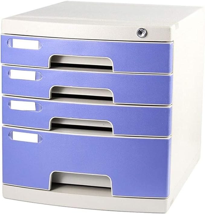 Blue 4Drawer File Cabinet with LockOffice Filing Storage Box with Dividers Desktop Organizer Secure Document Storage Solution for Home &amp Office UseBlue
