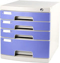 Blue 4Drawer File Cabinet with LockOffice Filing Storage Box with Dividers Desktop Organizer Secure Document Storage Solution for Home &amp Office UseBlue