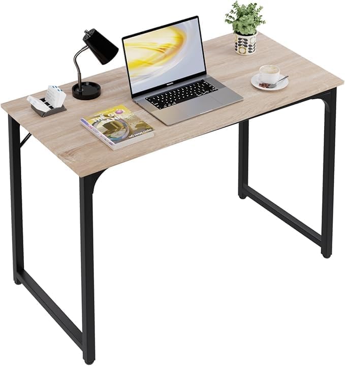 Gaming Desk39 Inch DeskOffice DeskMulti-Function Writing TableDesks for Small SpacesModren Simple Style DeskMetal Frame Office DeskAdjustable Leg PadsNature