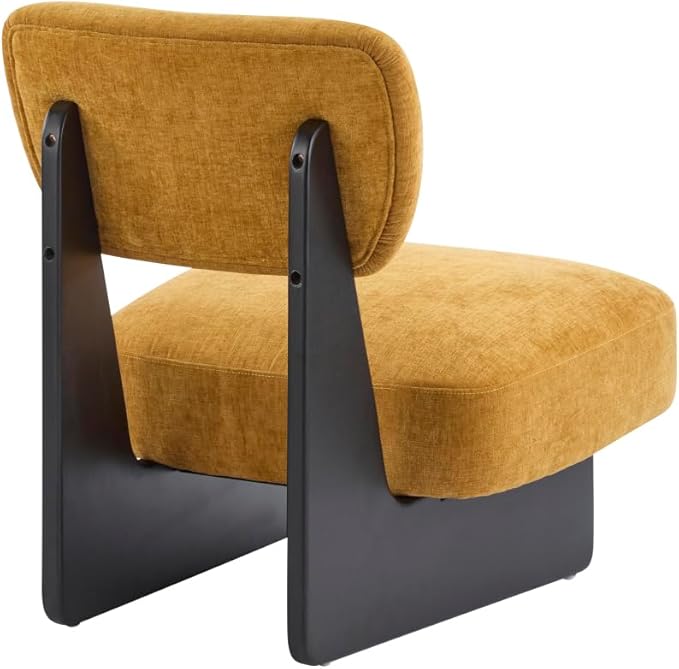 [Set of 2] Modern Beige Lounge Chair with Polyester Upholstery Sturdy Black Wood Base Stylish and Comfortable Accent Seating for Living Room (Black + Yellow + Polyester + Solid Wood)
