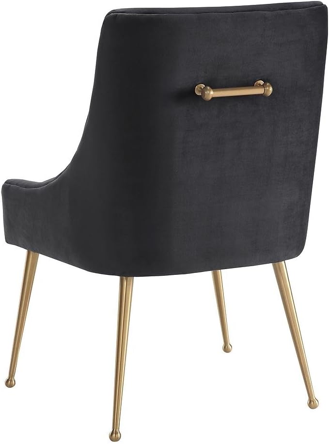 TOV Furniture Beatrix Ultra Modern Velvet Upholstered Dining Side Chair 22 Grey/Silver