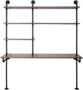 Industrial Pipe Computer Desk with ShelvesWall Mounted Laptop Desks for Small Spaces59 inch Bookshelf Narrow Writing Desk with Floating Shelves