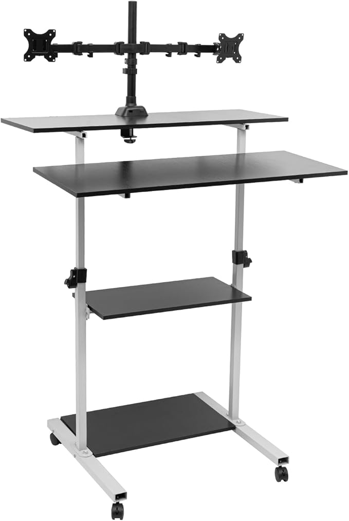 Mobile Stretchable DeskHeight Adjustable Laptop Desk with Wheels Storage Desk Home Office Computer Workstation Portable Rolling Table Laptop Cart for Sitting