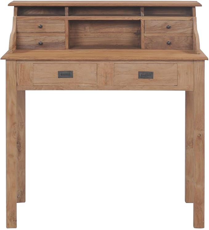 Wooden Desk Computer Desk Home Office Desk Study Writing Table Study Table Computer Desk 35.4x19.7x39.4 Solid Wood Teak-326