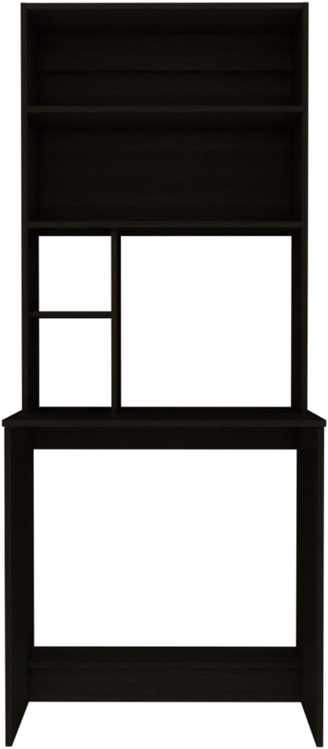 Hassyee Freestanding Home Office Desk Computer Desk with CPU Stand and 4 Open Storage Shelves for Small Space Modern Laptop Desk Writing Study Desk with Hutch for Dorm Bedroom