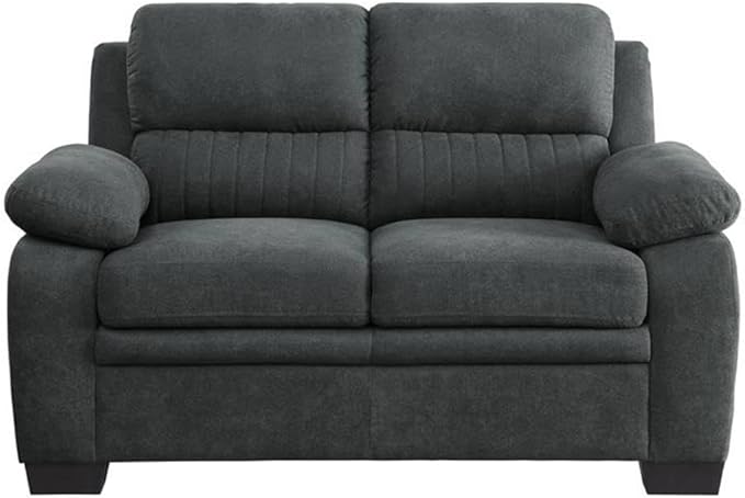 Lexicon Holleman 58 Polyester Fabric Loveseat with Exposed Legs in Dark Gray