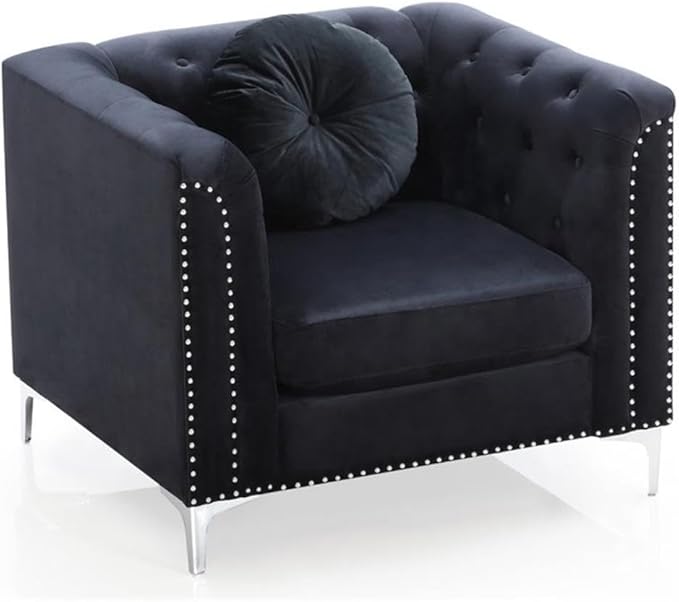 Glory Furniture Pompano Velvet Chair in Black