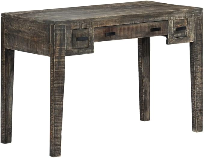 Farmhouse Writing Desk with 3 Drawers 43.3 Solid Wood Computer Desk Study Desk for Home Office Midcentury Laptop Stand Console Table Makeup Vanity Desk Black