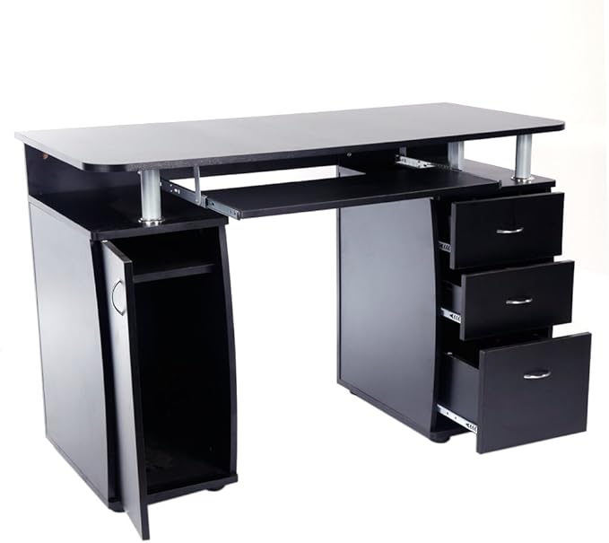 Computer DeskComputer Writing Desk with 1 Door &amp 3 DrawersHome Office Study DeskStudy Writing Desk for Bedroom Workstation