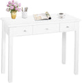 STHOUYN Home Office Small Writing Desk with Drawers Bedroom Study Table for Adults/Student Vanity Makeup Dressing Table Save Space Gifts White (White)