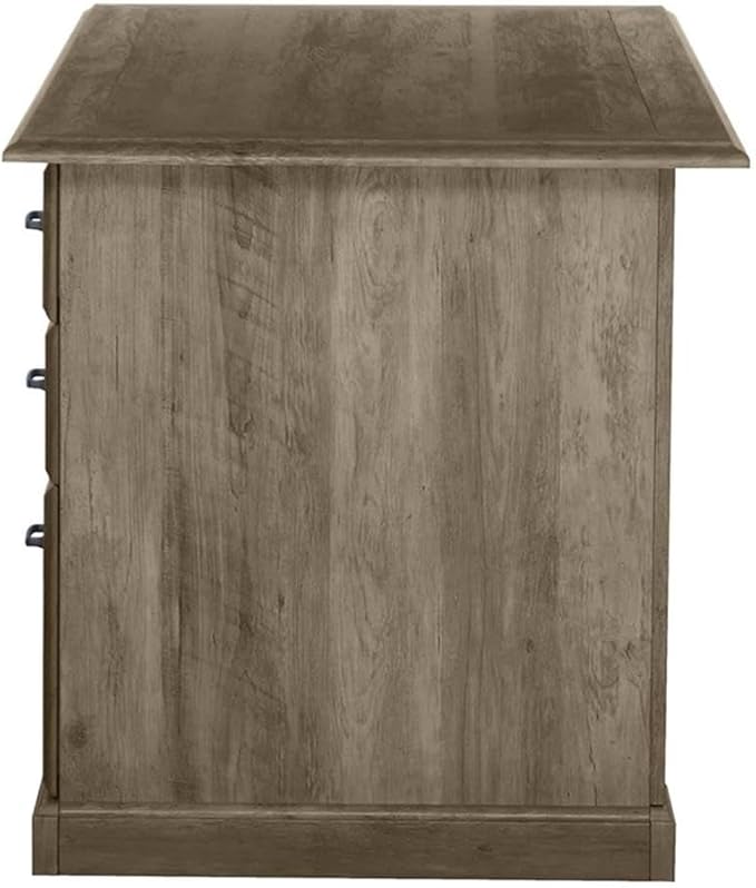 Pemberly Row Contemporary 65 Executive Desk Rustic Oak Finish Laminate Surface 7 Drawers for Storage and Organization Farmhouse Style Home Office Desk with Scratch-Resistant Work Surface