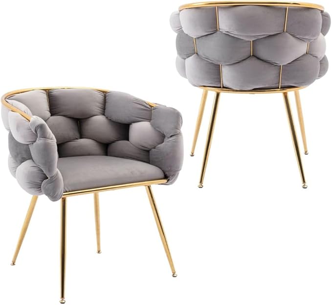 Luxury Modern Simple Leisure Velvet Single Sofa Chair Bedroom Lazy Person Household Dresser Stool Manicure Table Back Chair (Gray + Velvet-1)
