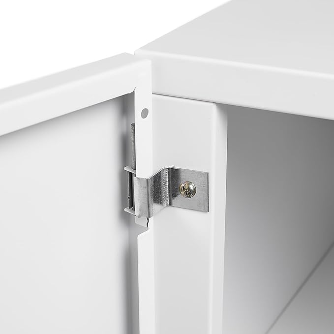 Epinki 2 Tier White Cabinet Metal File Cabinet 23.62 L x 23.62 W x 23.62 H