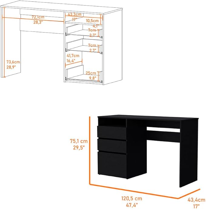 Computer DeskWork Surfaces One Shelf Black FinishHome Office Desk