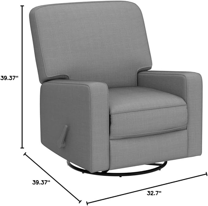 Harkawon Swivel Rocker Recliner Chair Glider Rocker Recliner Rocking Chair Nursery Fabric Chair with High Back Deep Seat for Living Room Bedroom (Dark Grey)