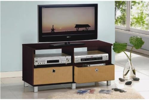 Furinno Entertainment Center w/2 Bin Drawers Espresso/Brown
