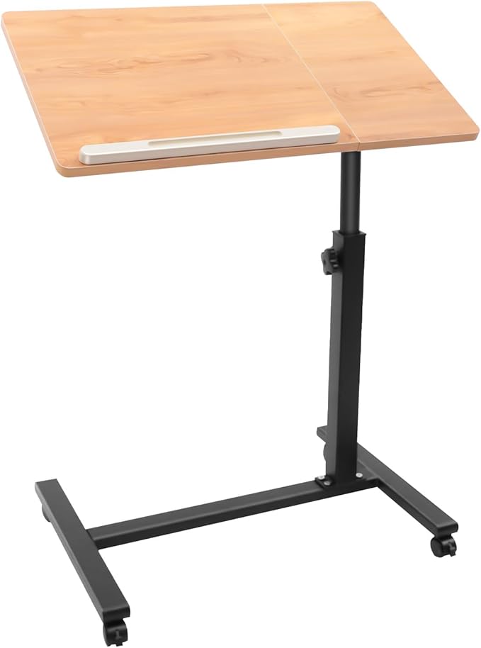 Adjustable Laptop Desk with Lockable WheelsHeight and Angle Adjustable Rolling Laptop StandPortable Mobile Standing Table for Home OfficeFits Laptops up to 15.6 inches