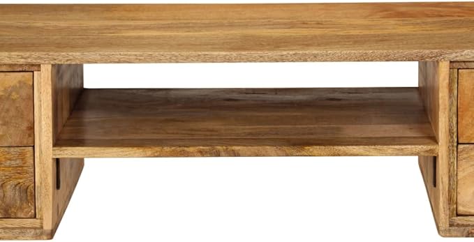 Wooden Writing Computer Desk with 4 Drawers and a Shelf Home Office Desk Writing Study Table PC Desk Workstation for Bedroom Solid Mango Wood 45.3x18.5x29.9 -AA