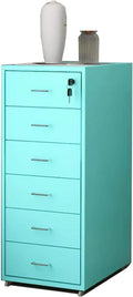 File Cabinet Six Drawer Cabinet Office with Lock Storage Cabinet Iron Data File Storage Cabinet (Color : Blue)