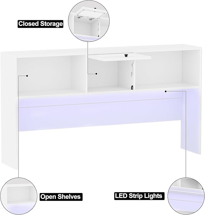 Unikito L Shaped Desk with Drawers 60 Inch Office Desk with Power Outlet and LED Lights Sturdy Corner Computer Desk with Hutch and File Cabinets 2 Person Home Office Gaming Table White