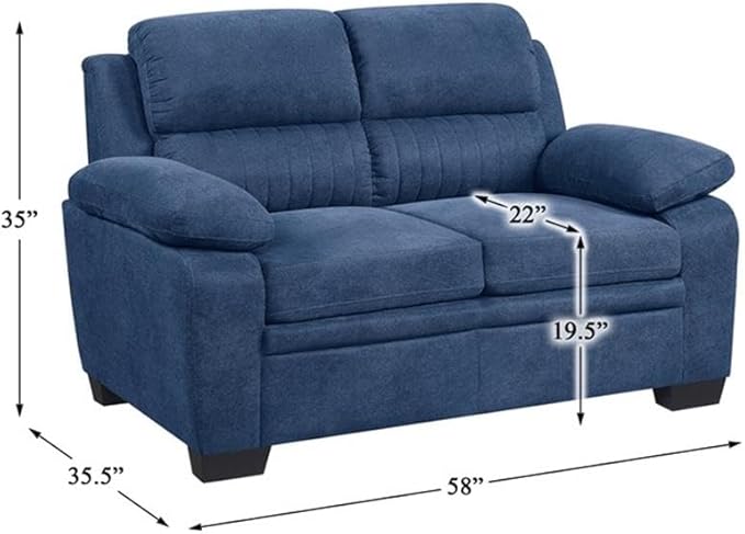 Lexicon Holleman Fabric Upholstered Love Seat in Blue Color