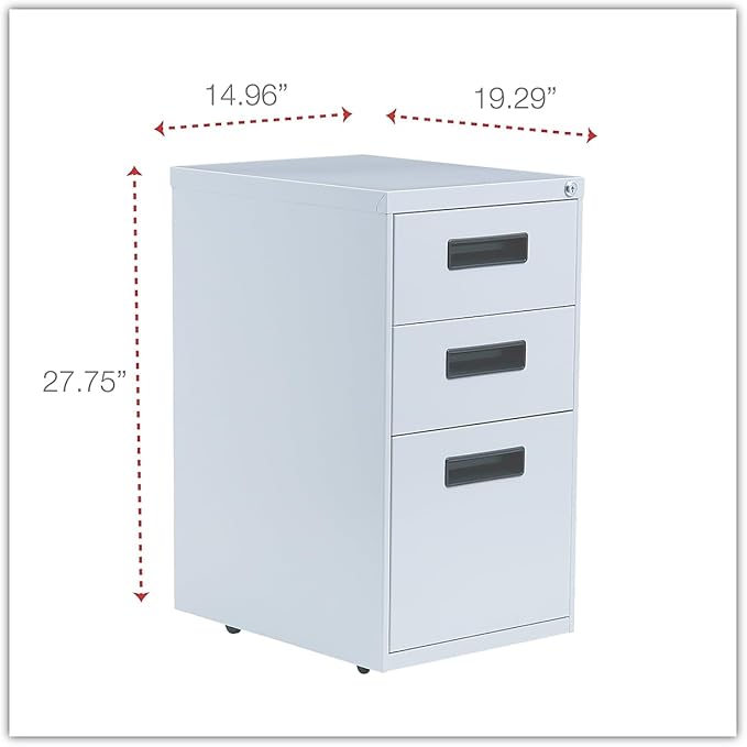 Alera PABBFLG Three-Drawer Metal Pedestal File 14 7/8w X 19-1/8d X 27-3/4h Light Gray