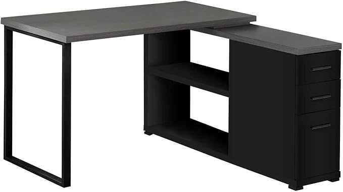 Corner L-Shaped Computer Desk with Storage Drawers - Modern Home Office Setup for Laptop &amp Work