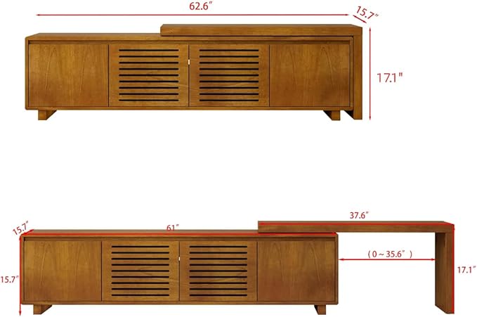 LKTART Mid Century Modern TV StandExtendable Entertainment Center for 65/70/75/80 Inch TVMedia Console for Living Room&ampBedroom Brown Ebony
