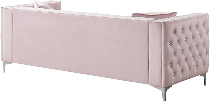 Glory Furniture Paige Velvet Sofa in Pink