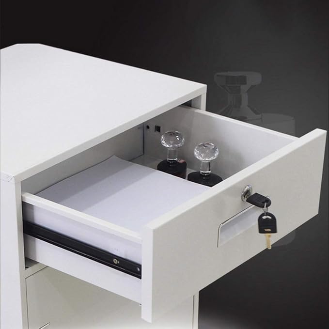 Three-Drawer File Cabinet Metal Desk Side Cabinet Simple Bedside Cabinet Office File Cabinet Filing Cabinet (Color : 1) (1)
