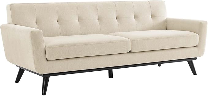 Modway Engage Modern Tufted Back Textured Fabric Sofa in Beige