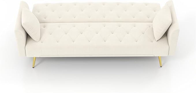 KEIKI 72 2Seat Velvet Sofa Couch for Cozy Cottage Small Space Style Conscious Traditional Families Warm Inviting Comfy Supportive Rest Space Elegant Premium Premium Design Beige