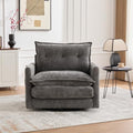 Swivel Accent Chair 360° Rotation Chenille Upholstered Leisure Armchair with Lumbar Pillow Thick Padded Arm Chair with Metal Base Single Sofa Chair for Living Room BedroomOffice (Gray)