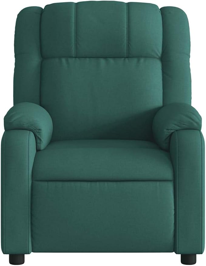 vidaXL Massage Recliner Chair for Living Room Adjustable Recliner with 6-Point Vibration Massage Home Theater Seating with Padded Seat Backrest &amp Side Pocket Dark Green Fabric