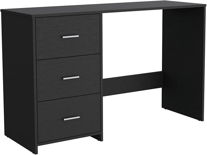 Penau Writing Desk with 3 Drawers Black Classic Design 47 W x 16.5 D Ideal for Home Office and Remote Learning