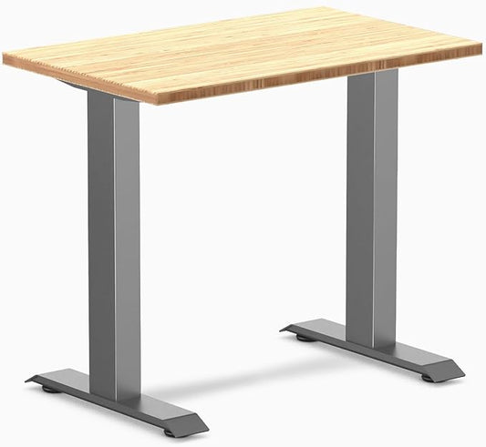 Desky Zero Mini Bamboo Desk 32 x 20 inches Fixed Height Writing Desk with Natural Bamboo Top and Space Gray Steel Frame Compact Office Desk for Home Study or Workstation