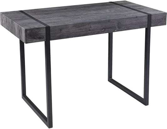 Pemberly Row Contemporary Small Space Writing Desk 45 in Wide Engineered Wood and Metal Black Oak Finish Multipurpose Modern Desk for Home Office Living Room or Dining Room Use