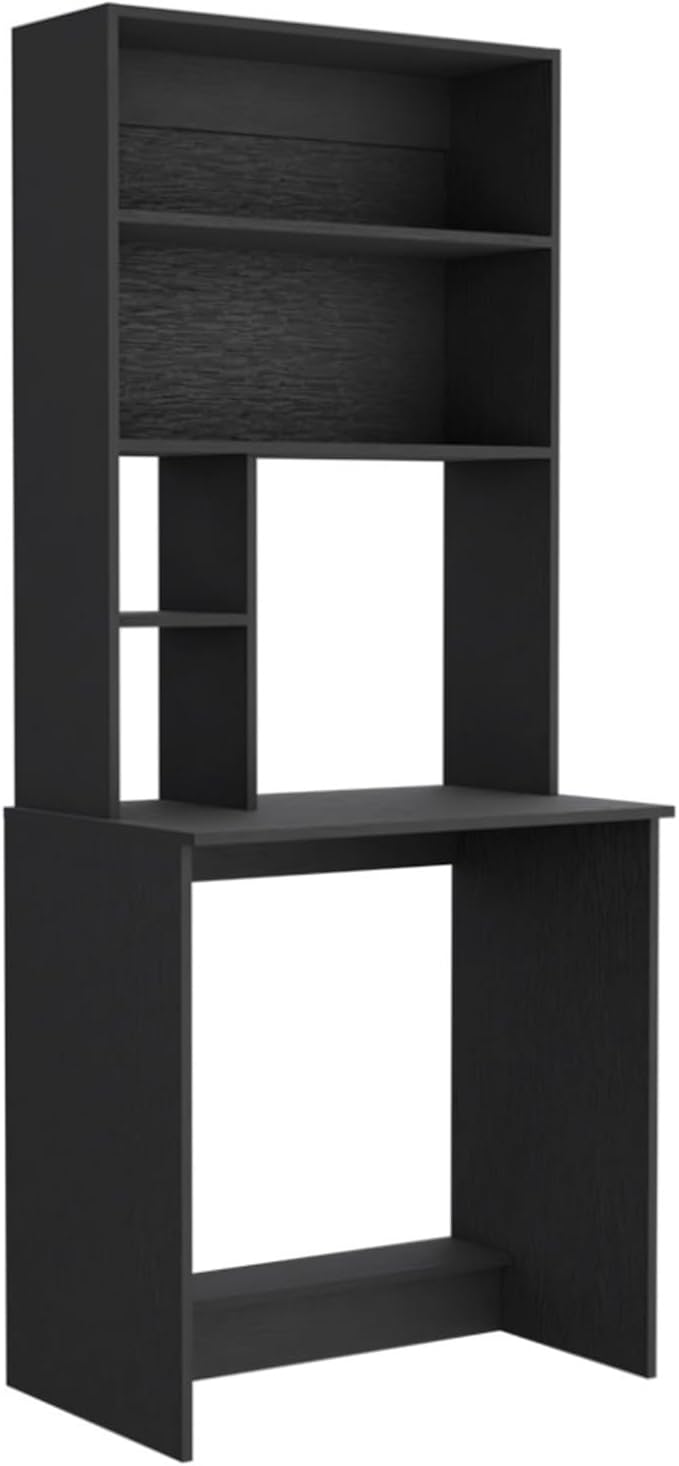 Hassyee Freestanding Home Office Desk Computer Desk with CPU Stand and 4 Open Storage Shelves for Small Space Modern Laptop Desk Writing Study Desk with Hutch for Dorm Bedroom