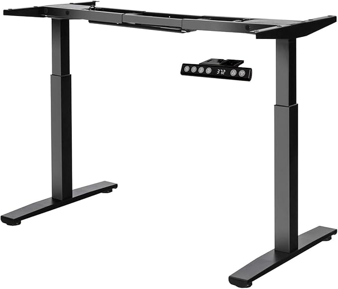 Tangkula Dual Motor Electric Standing Desk Frame Height &amp Width Adjustable Motorized Sit Stand Desk Base Ergonomic Standing Up Workstation w/Memory Controller
