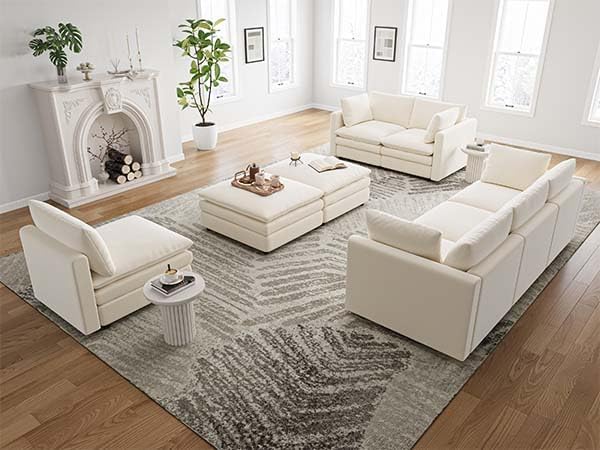 Sectional Couches for Living Room U Shaped Cloud Couch with Ottoman Deep Plush 5 Seats Sofa Modern Sofa for Apartment