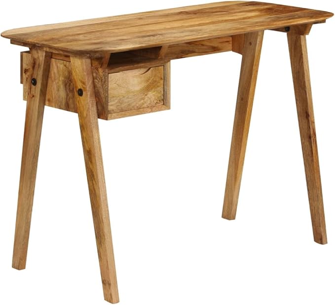 Farmhouse Computer Desk Study Writing Desk with Drawer and Open Shelves 43.3 x 19.7 inch Home Office Desk Computer Table Workstation for Home Office Brown